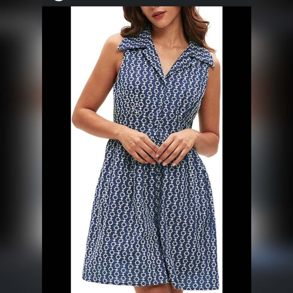 Elegant Blue Floral Dress